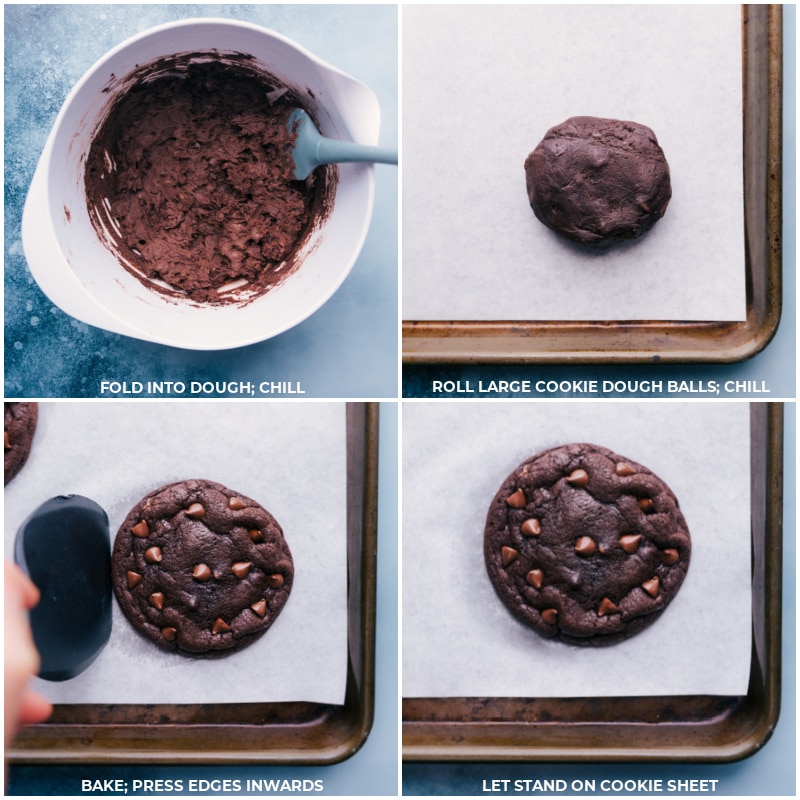 Images of the dough balls being rolled out and baked