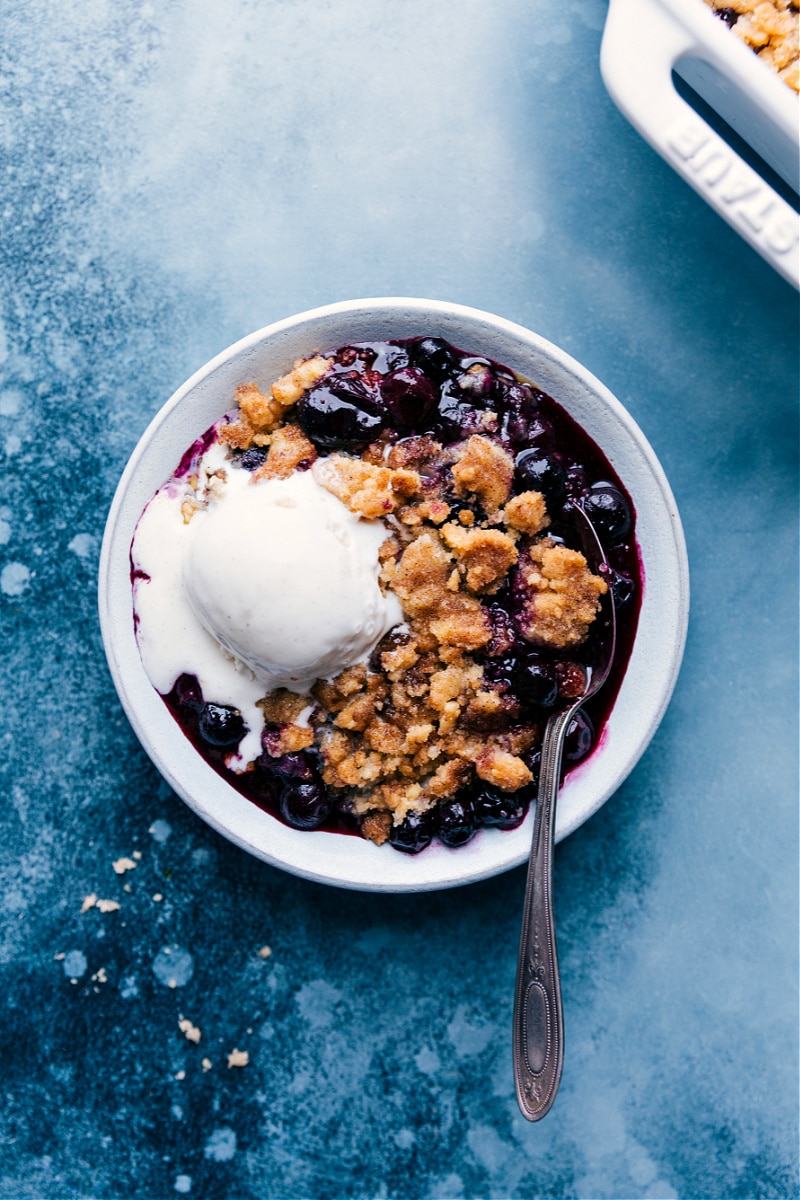 Overhead image of the Blueberry Cobbler in a bowl