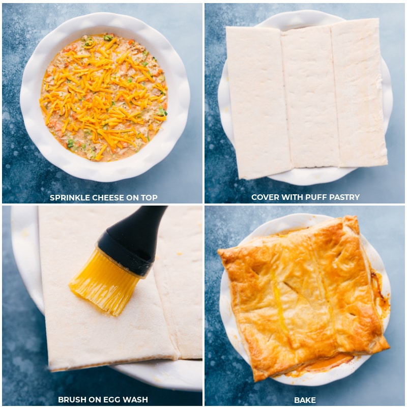 Process shots-- images of the puff pastry being added on top and baked