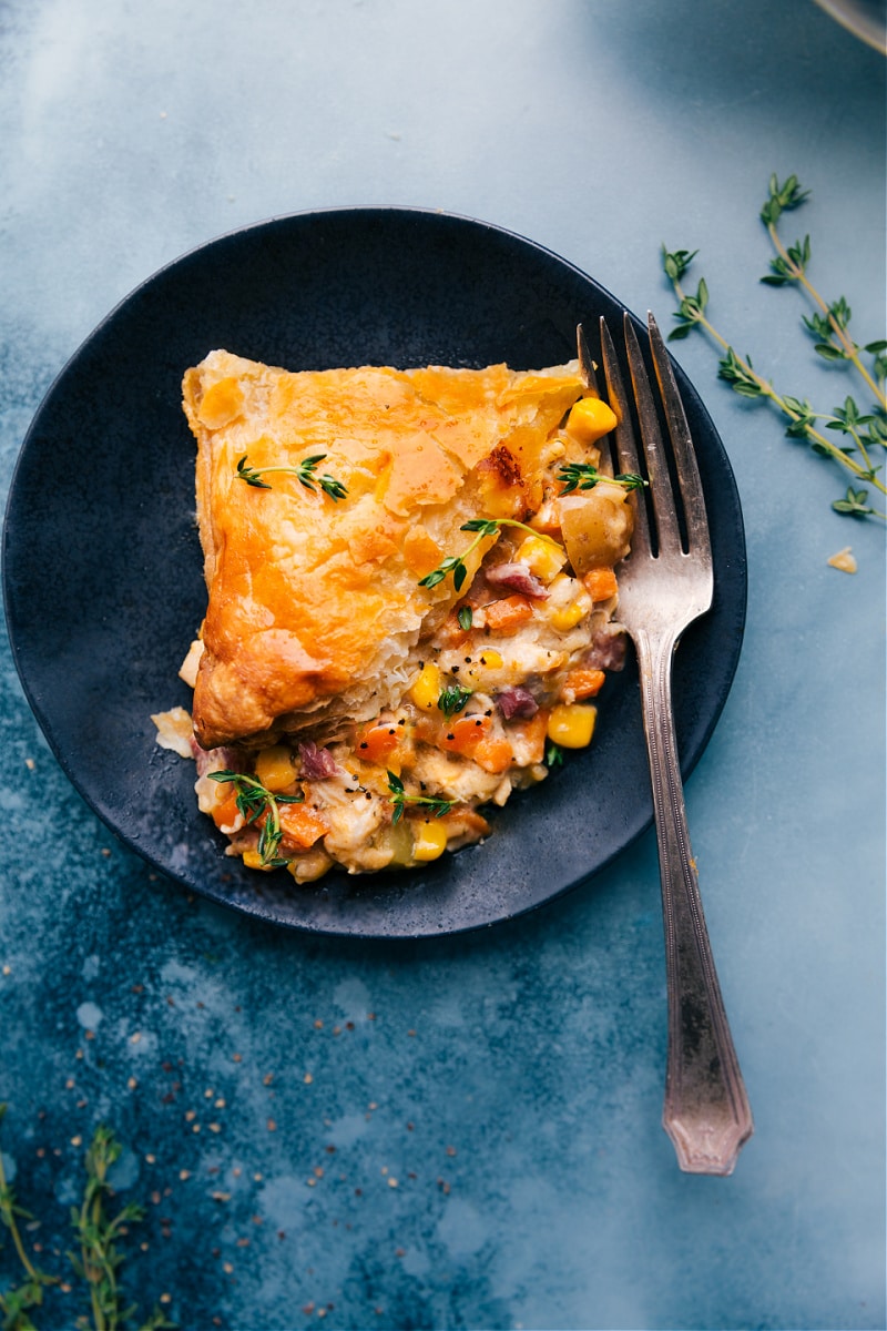 Overhead image of Corn Chowder Pot Pie