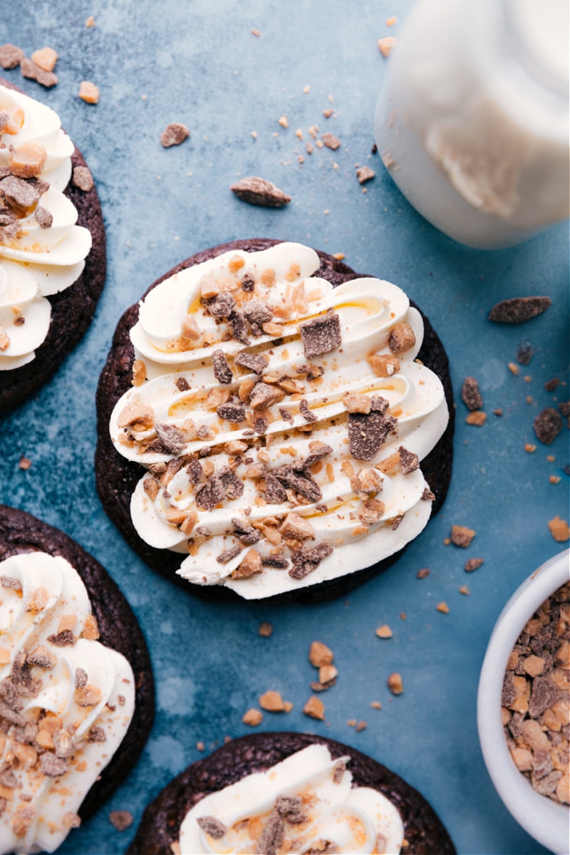 Up-close overhead image of Heath Bar Cookies