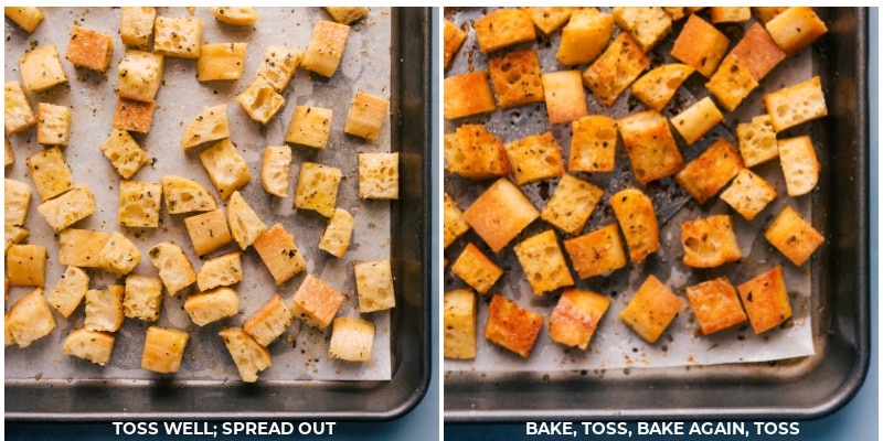 Image of the croutons being baked