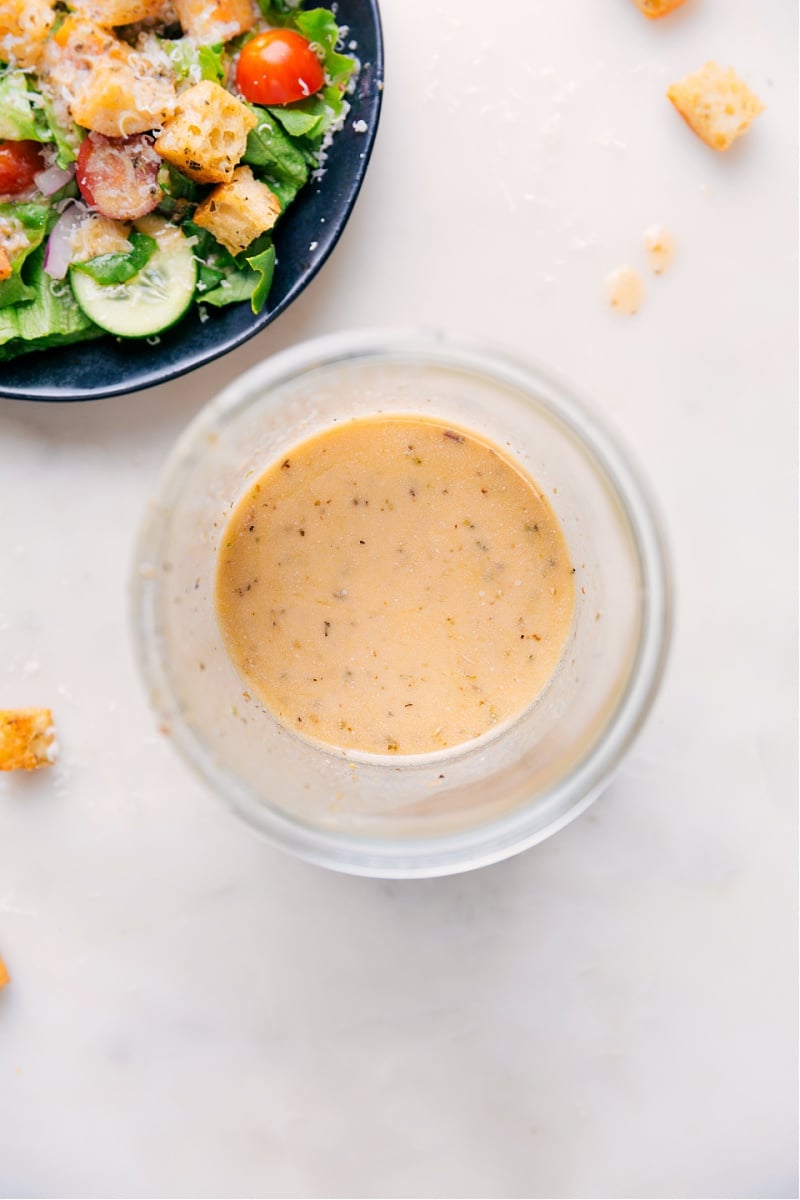 Overhead image of the Italian Dressing in a jar