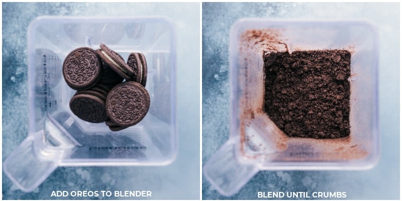 Process shot-- images of the Oreos being blended in a blender