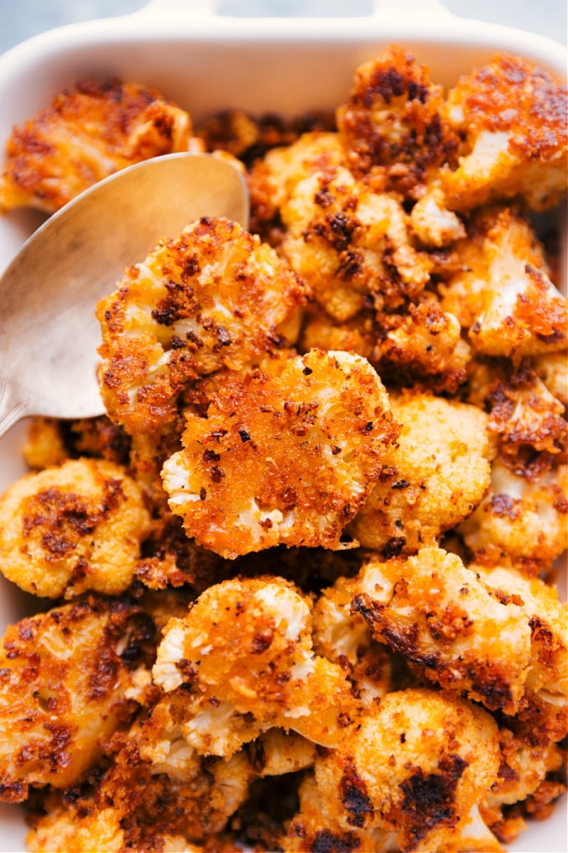 Up-close overhead image of the Roasted Cauliflower