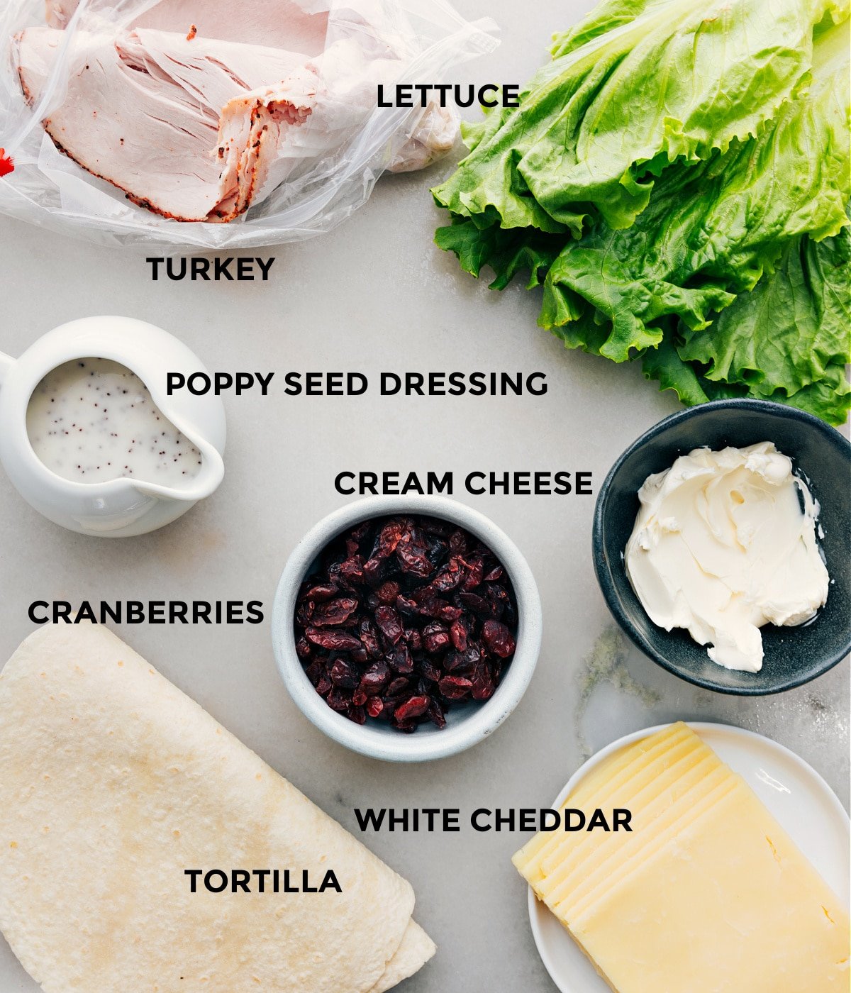 All the ingredients in this recipe prepped out for easy assembly.