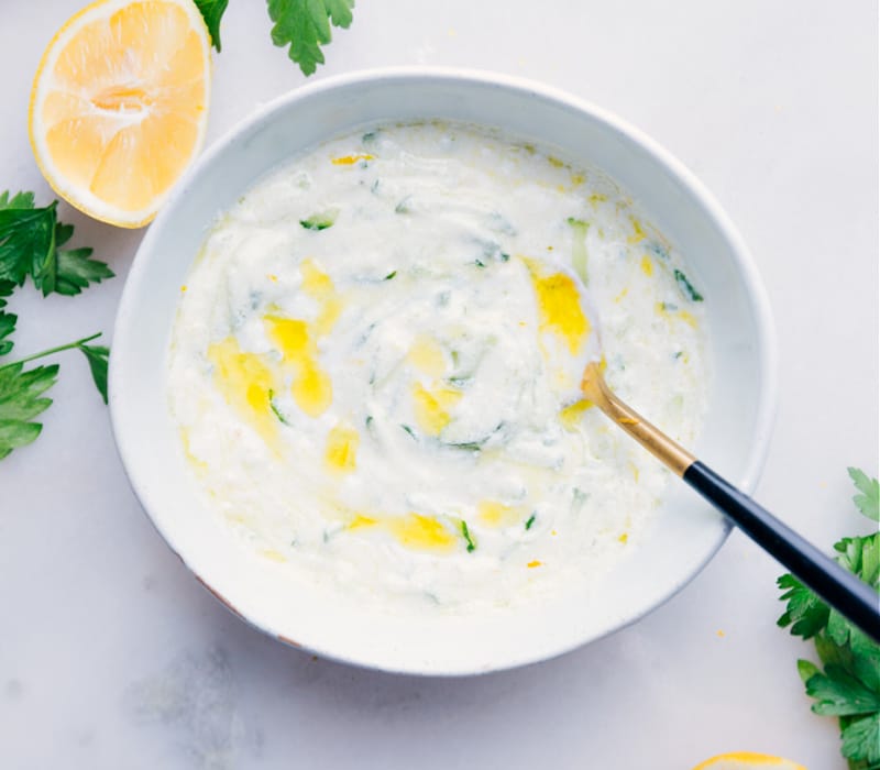 Overhead image of Tzatziki Sauce