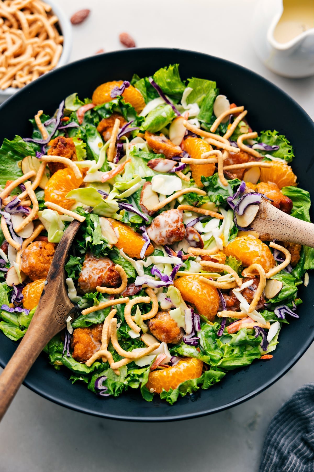 Applebee's Chicken Salad in a bowl all tossed together and ready to be served.