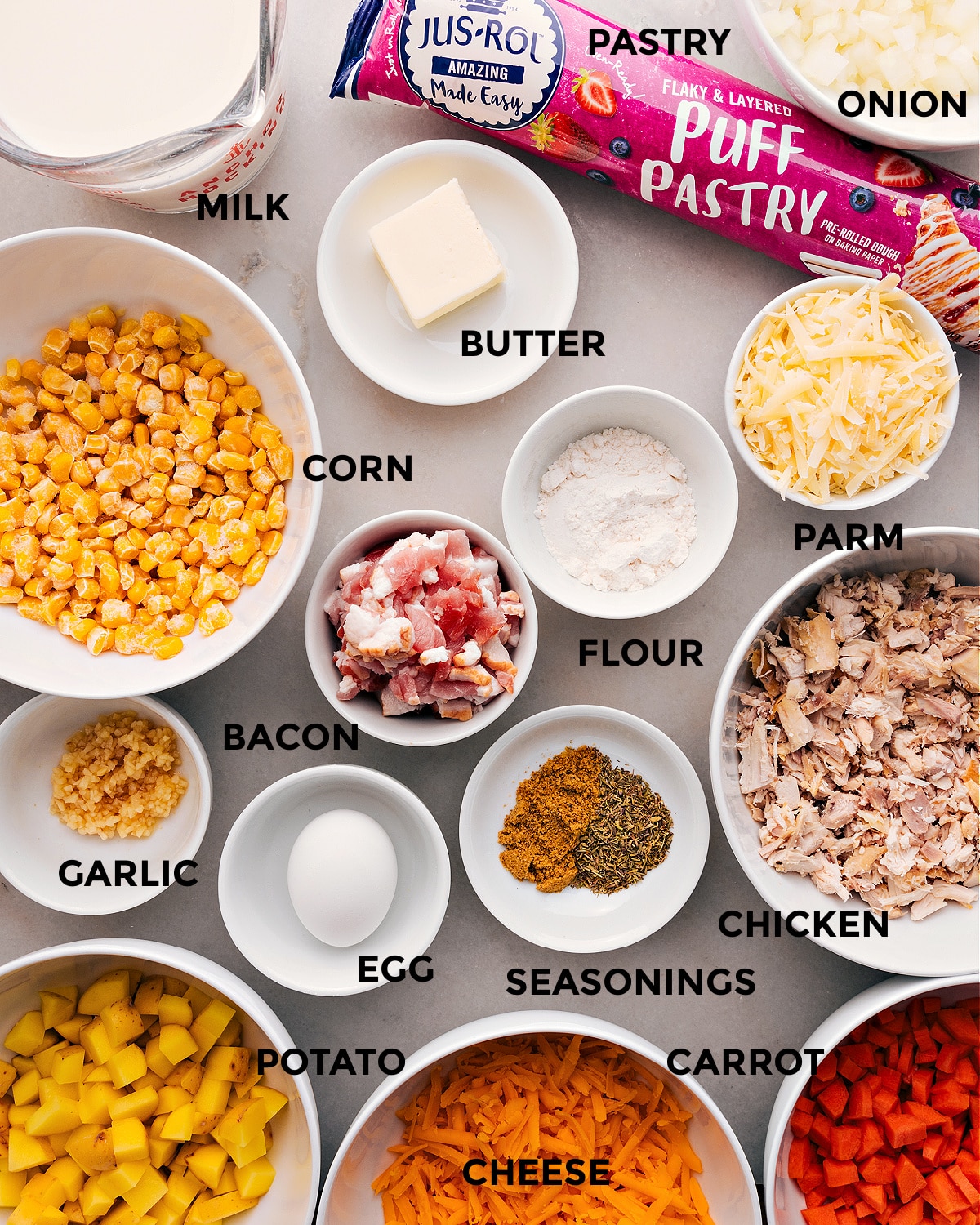 All the ingredients in this dish are prepped for easy assembly.