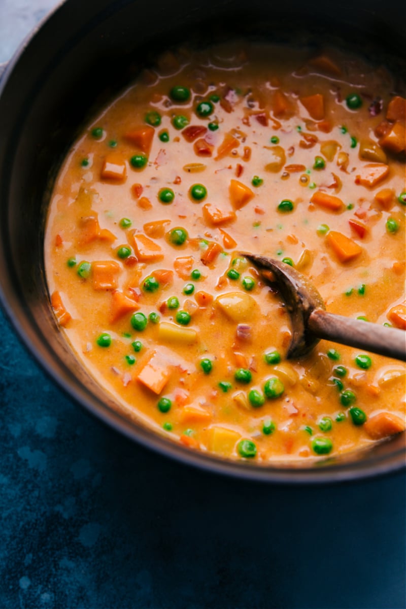 Overhead image of Panang Curry in the pot