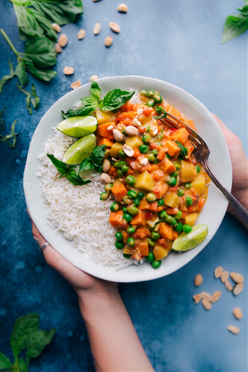 Overhead image of Panang Curry in a bowl