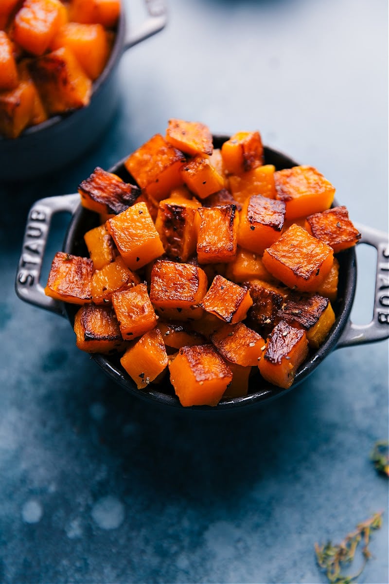 A bowl of the squash fresh out of the oven