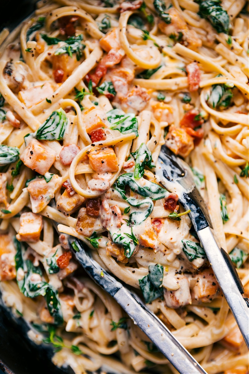 Overhead image of the Butternut Squash Pasta ready to be served