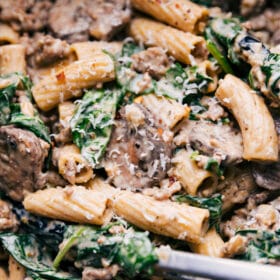 Creamy Sausage And Mushroom Rigatoni