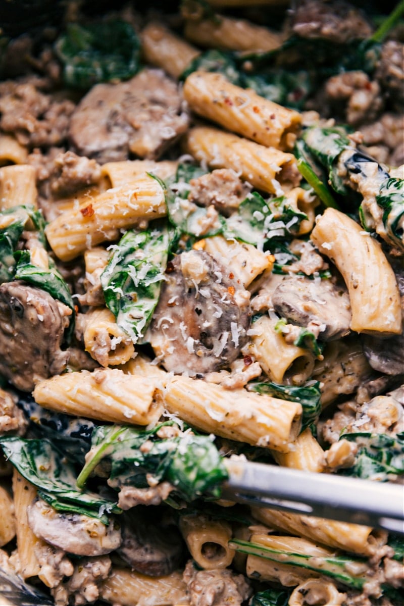 Creamy Sausage And Mushroom Rigatoni