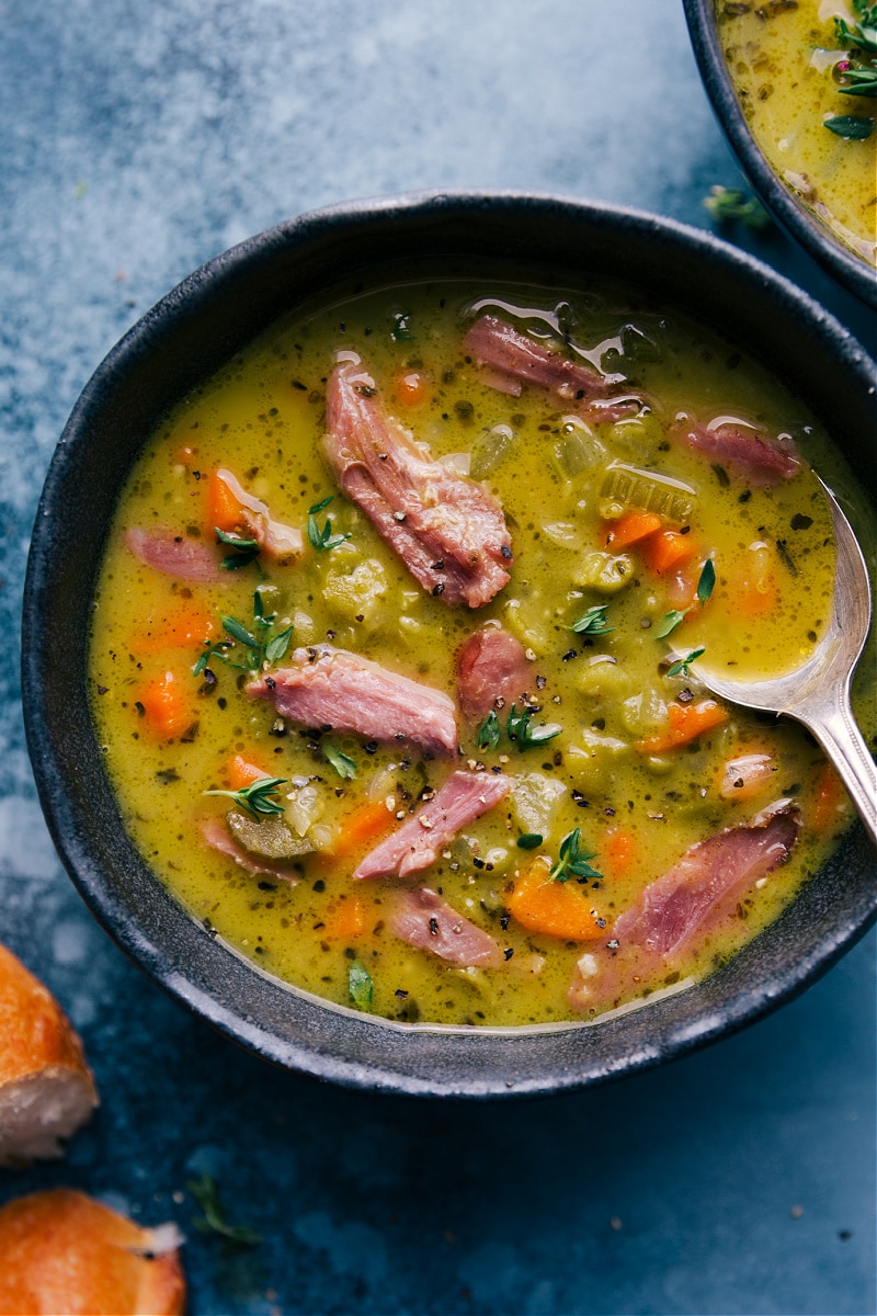 Overhead image of Split Pea Soup in a bowl