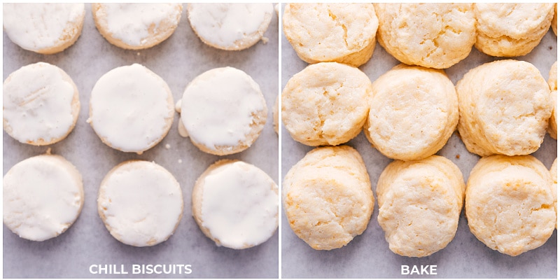 Process shots: chill biscuits and then bake.