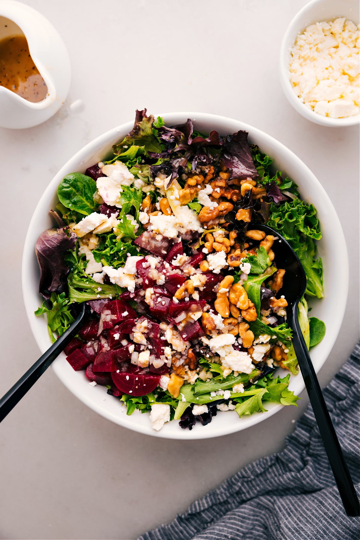 The Best Beet Goat Cheese Walnut Salad Recipe Enjoy a bowl of Beet Goat Cheese Walnut Salad topped with a delicious dressing.