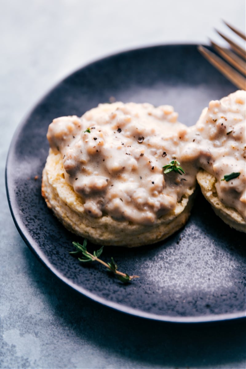 Biscuits and Gravy on a plate