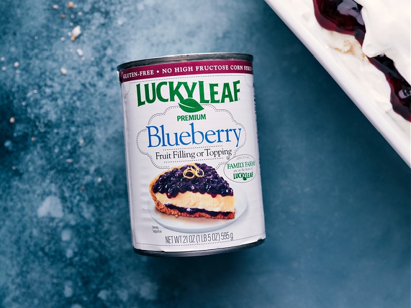 Blueberry pie filling used in this recipe.