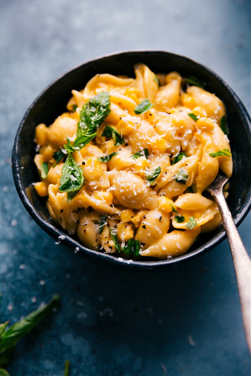 Corn Pasta with basil and Parmesan