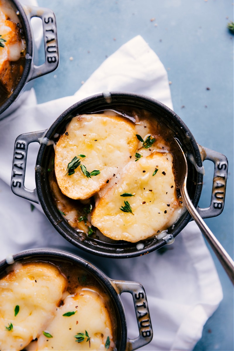 Overhead image of the French Onion Soup