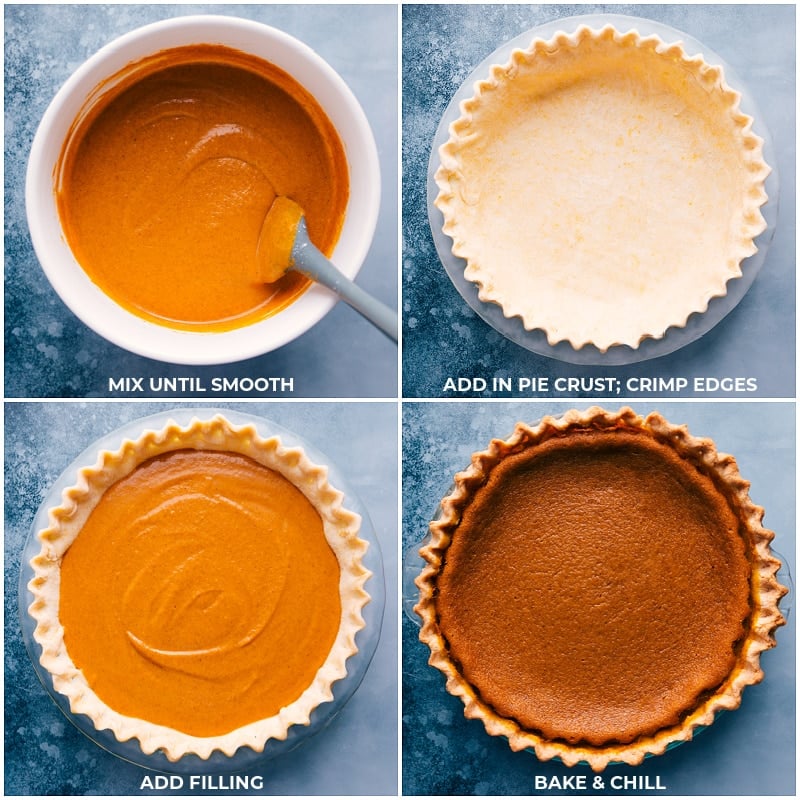 Process shots-- adding the filling to the crust and then baking