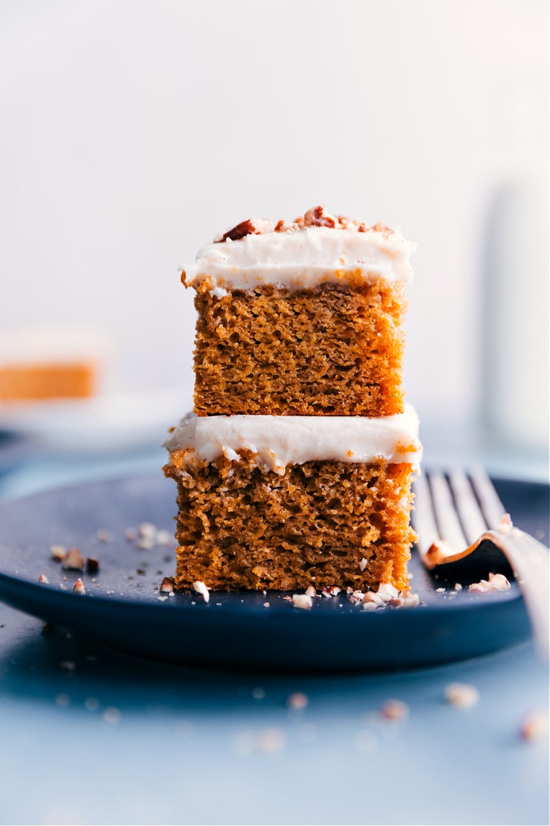 Two Pumpkin Bars on a plate