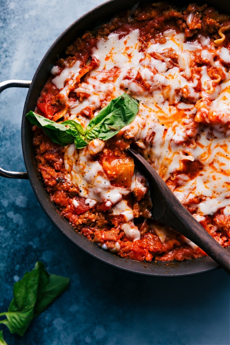 Overhead image of Skillet Lasagna