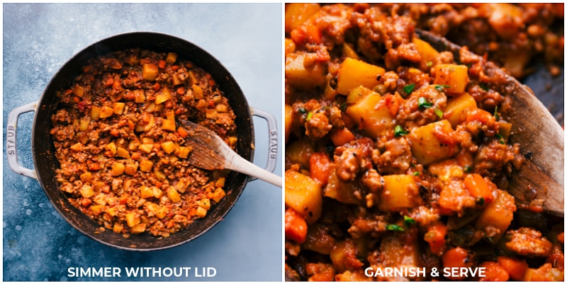 Process shots: simmer until veggies are tender; garnish and serve