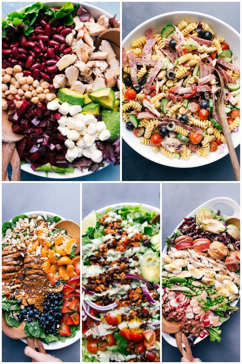 Collage of dinner salads