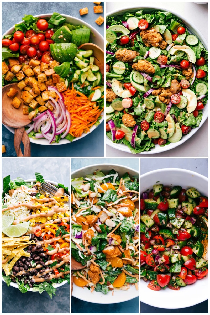 Collage of easy salads