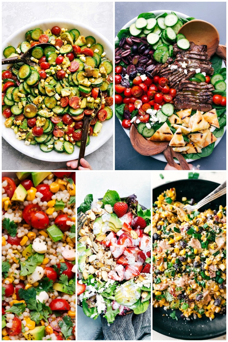 Collage of salads