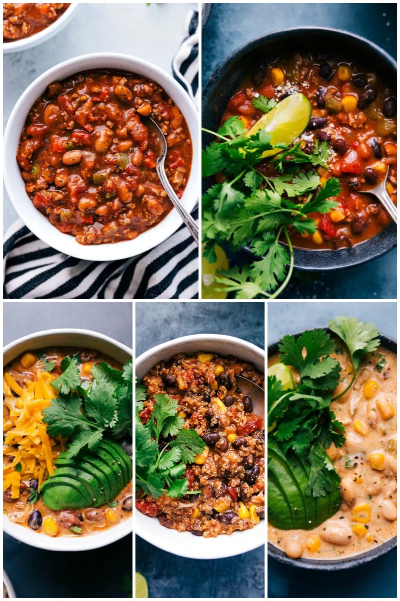 Collage of slow cooker chili recipes