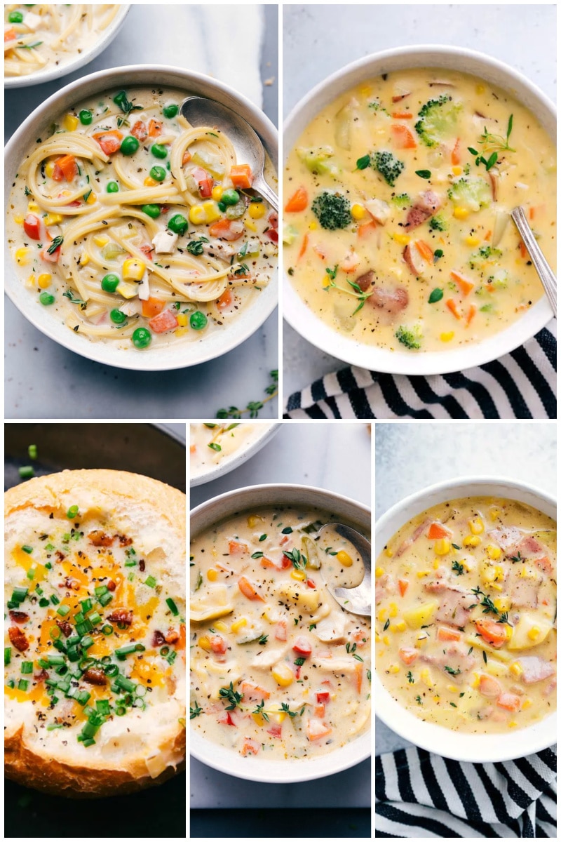 Collage of creamy soup recipes