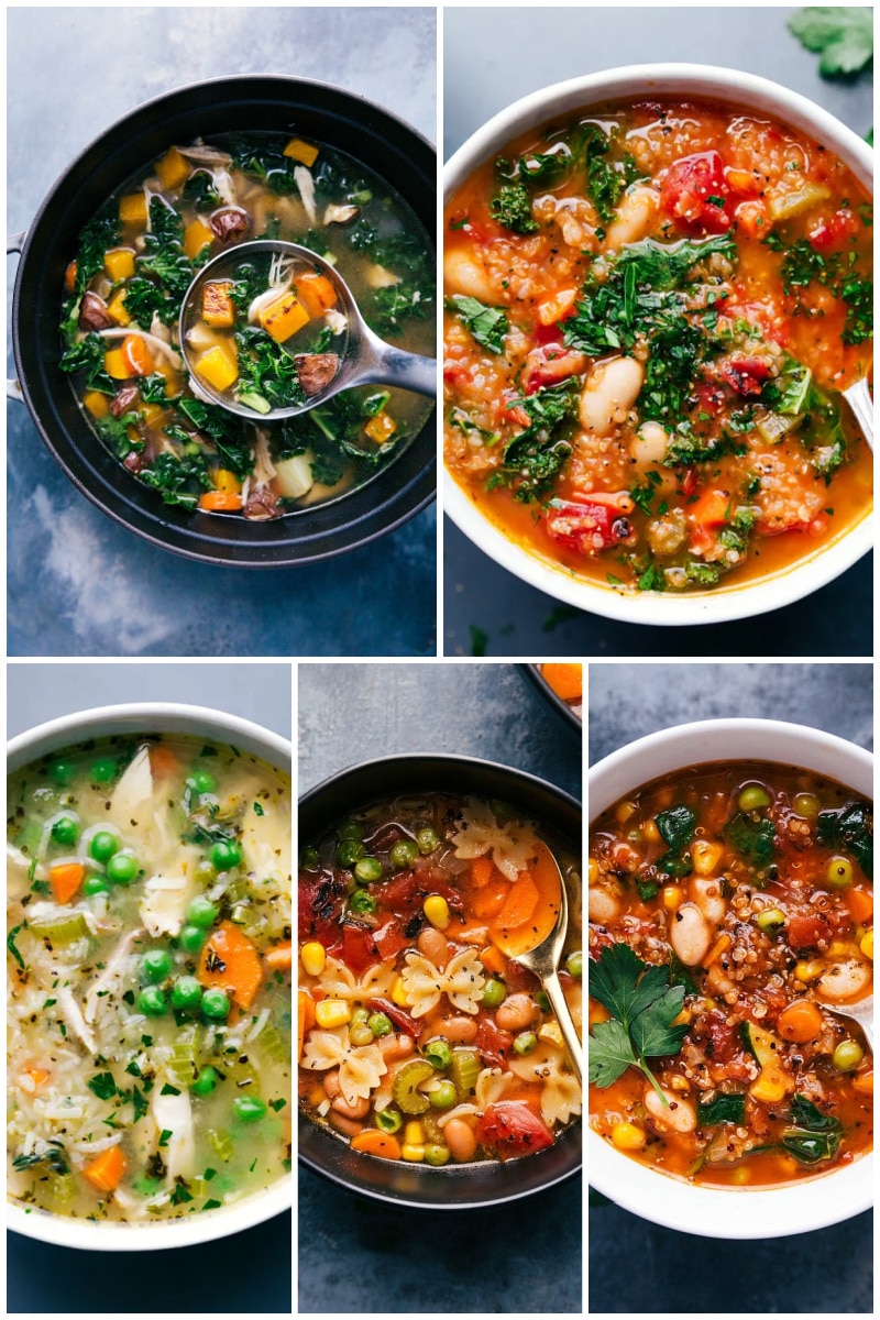 Collage of healthy soup recipes