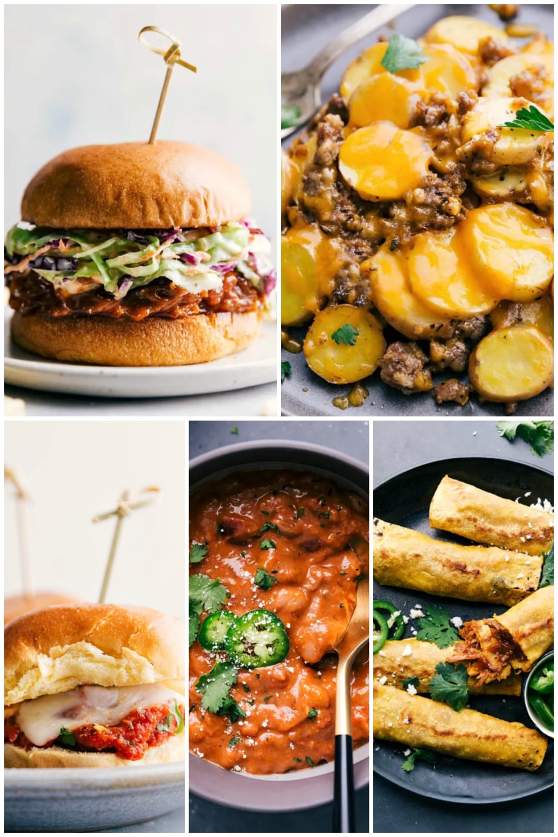 Collage of easy crock pot recipes