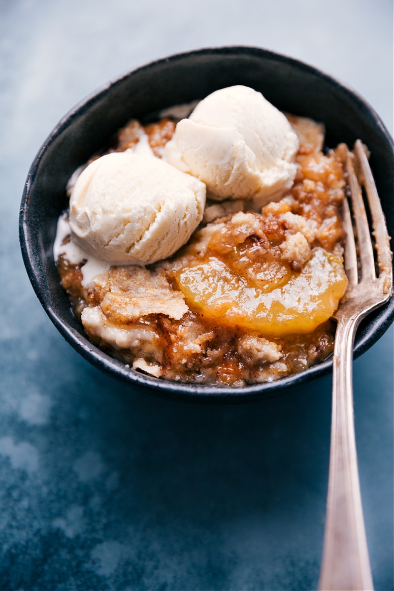 Apple Dump Cake served with ice cream