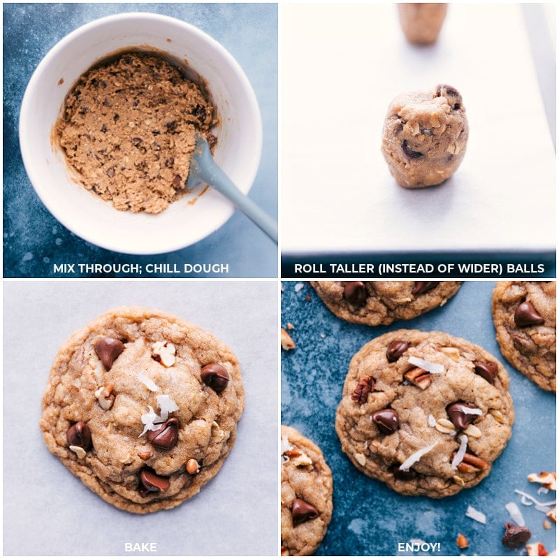 Process shots-- images of the dough being chilled, and then it being rolled into balls and it all being baked