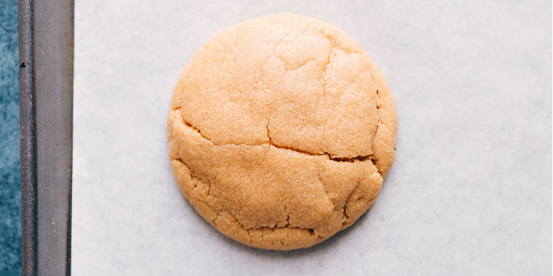 Overhead image of the freshly baked cookie