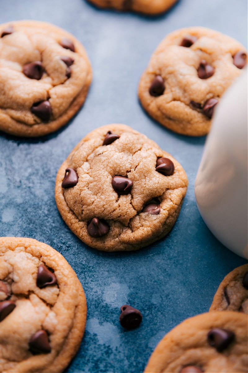 Image of the stacked Peanut Butter Chocolate Chip Cookies
