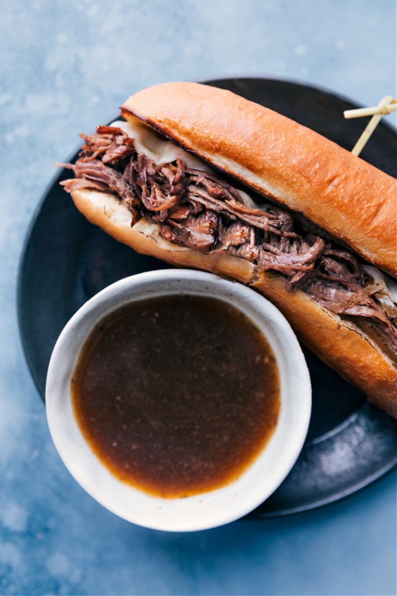 Overhead image of the French Dip Sandwich