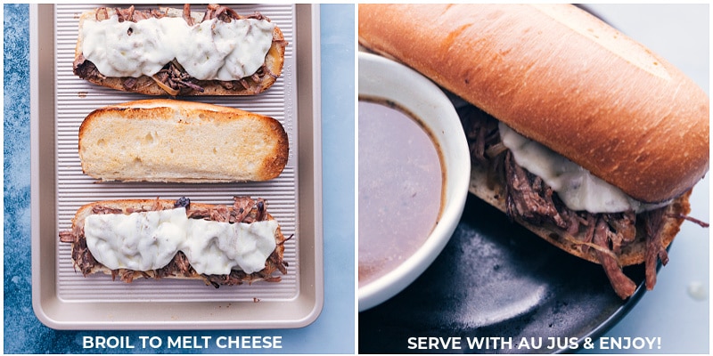 Images of the sandwiches being broiled in the oven