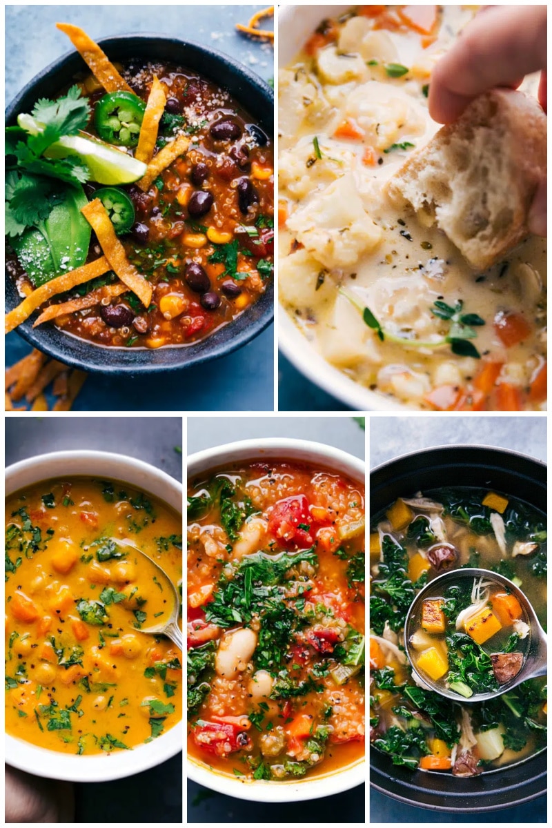 Images of different healthy soup dinner recipes