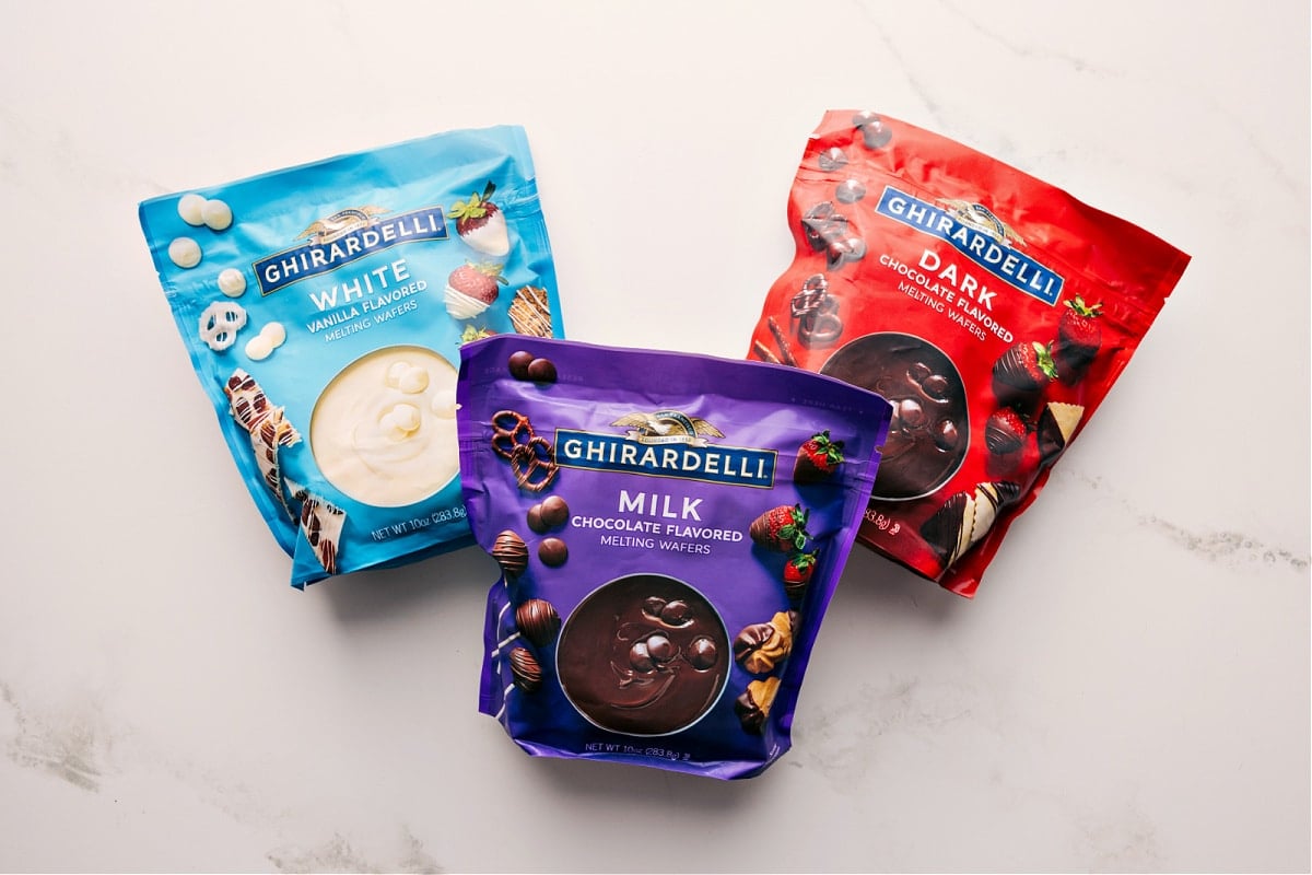 Chocolate Melting Wafers Used In This Chocolate Covered Strawberries Recipe The melting chips I use for this dessert.