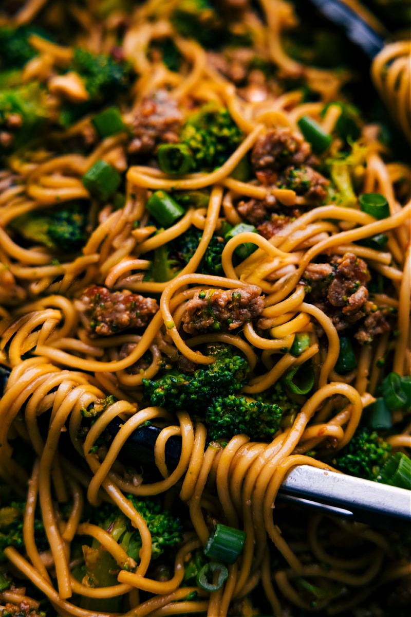 Up close overhead image of the Dragon Noodles ready to be enjoyed