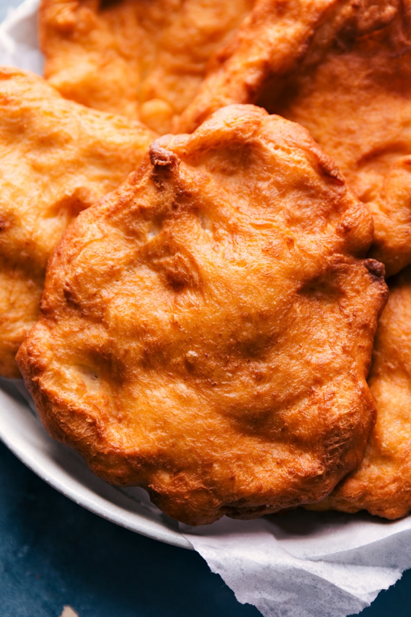 Up-close overhead image of Fry Bread on a plate