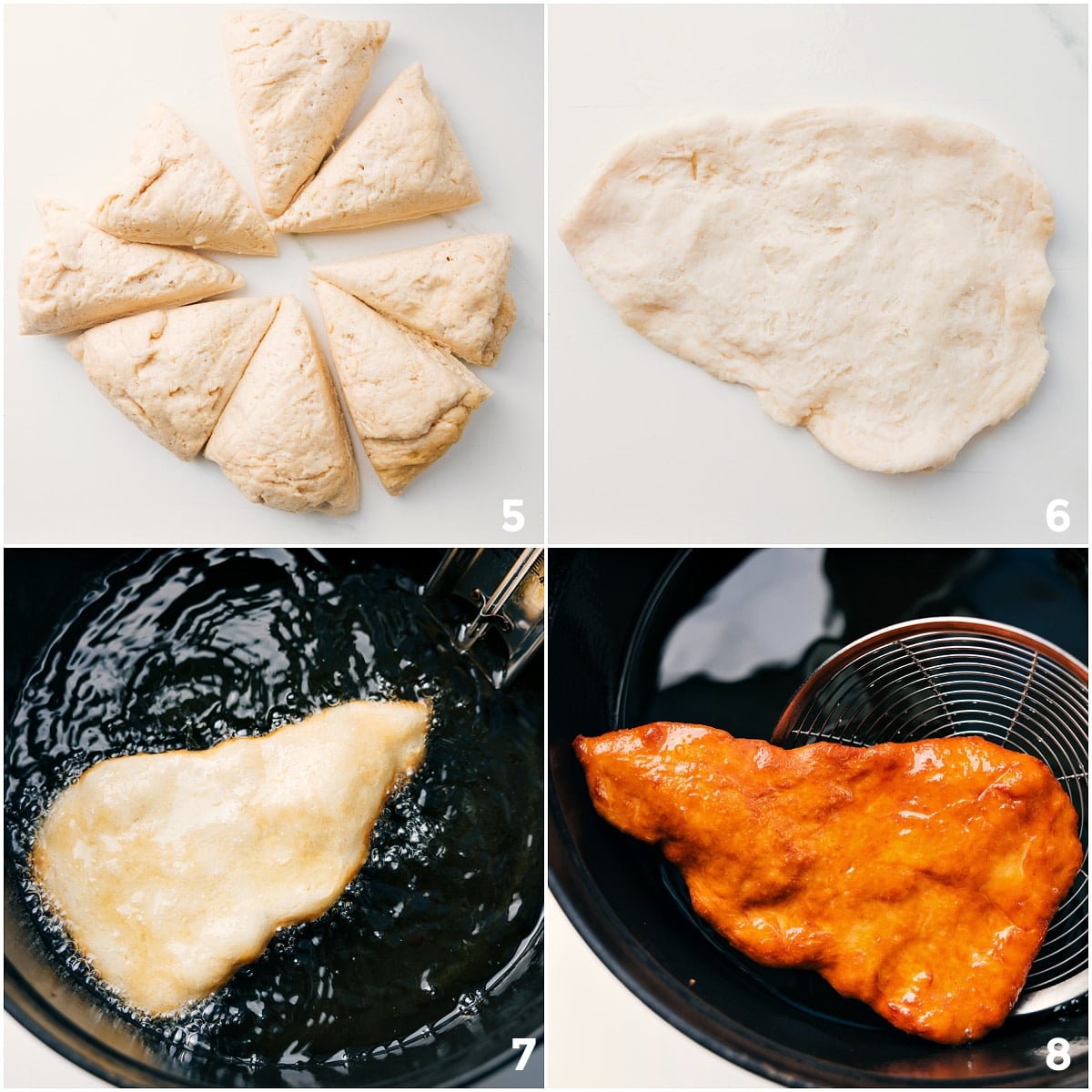 Frying Up The Dough For This Fry Bread Recipe The dough being cut up and the fried up to perfection.