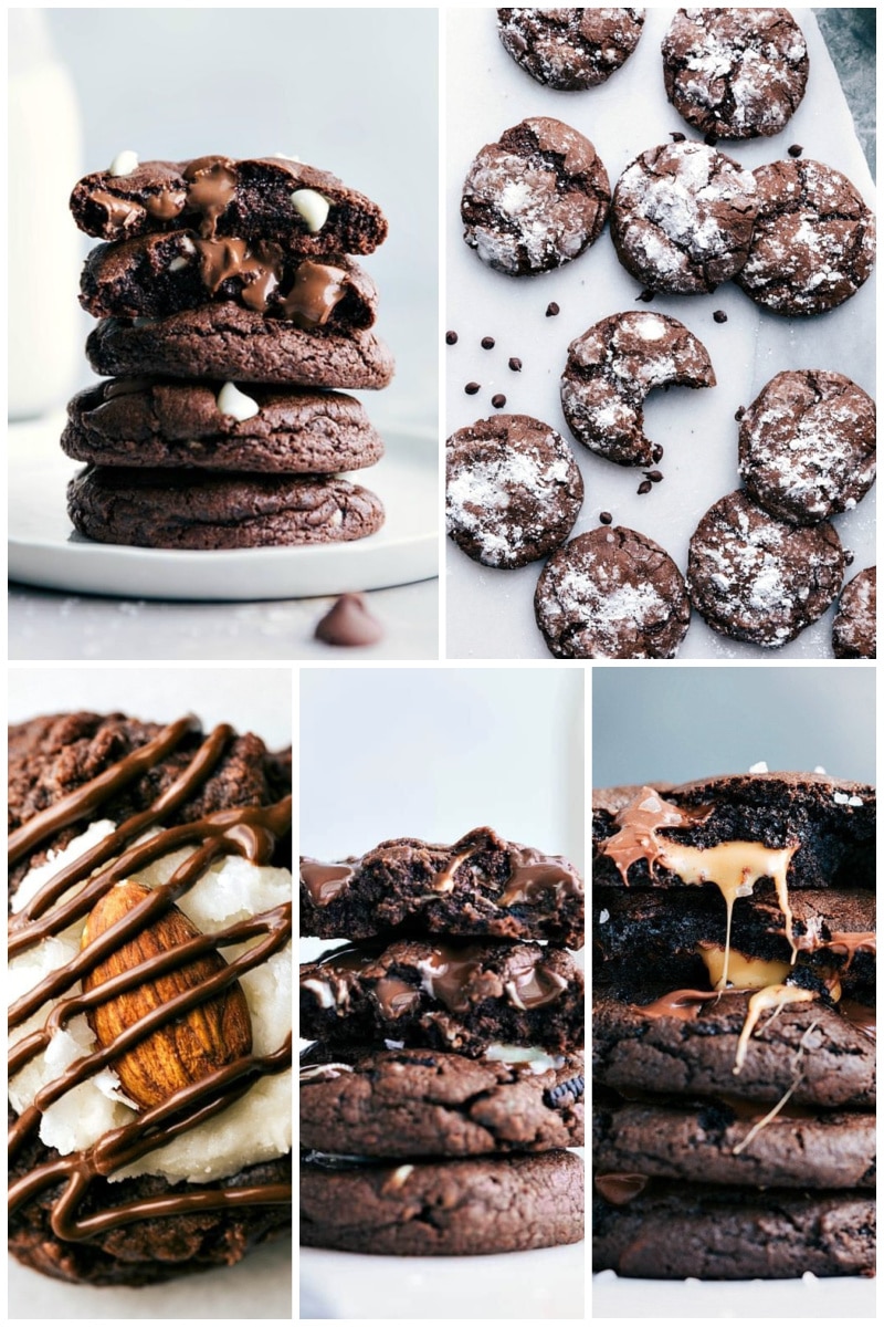 Collage of chocolate cookie recipes