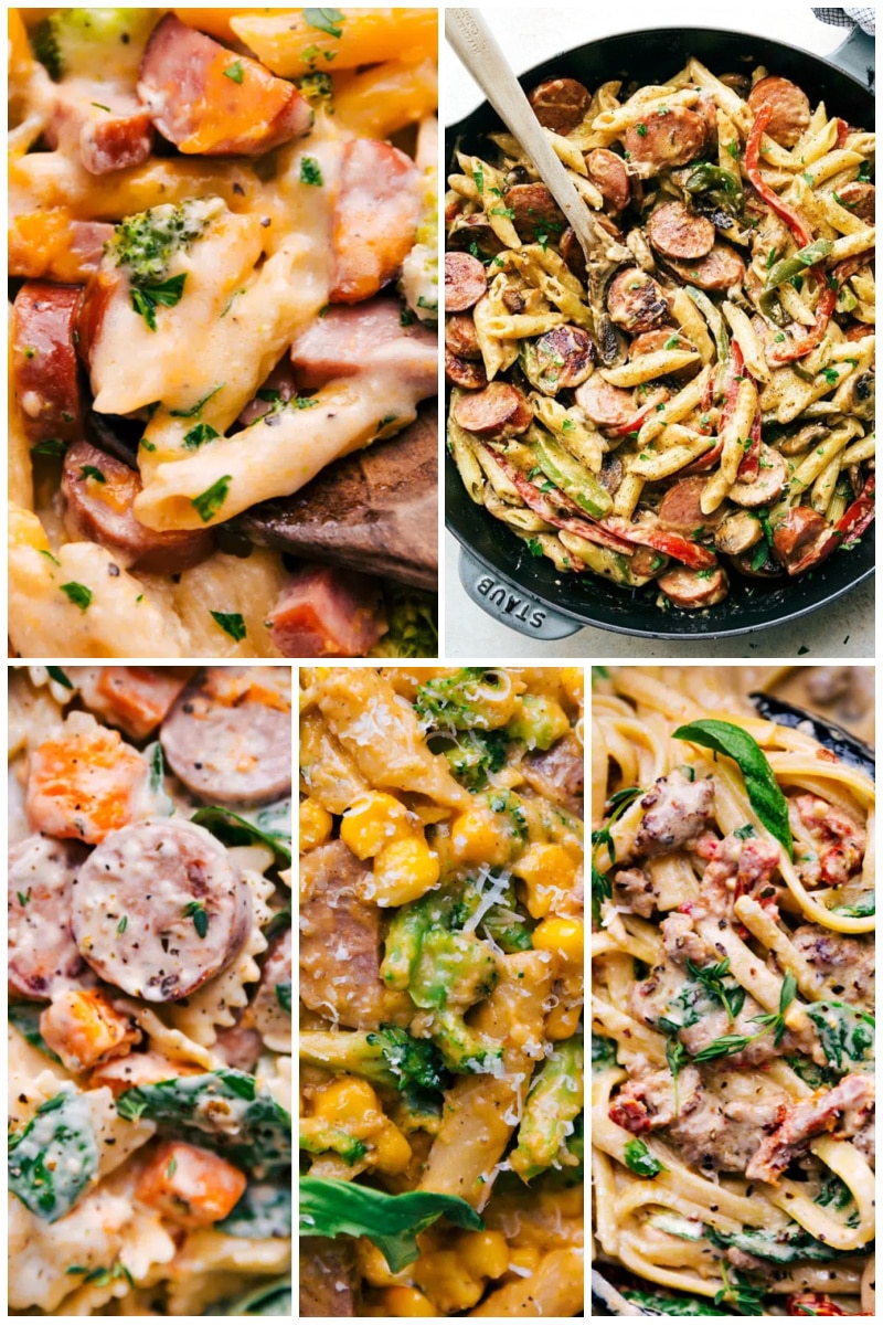 Collage of Sausage Pasta Recipes